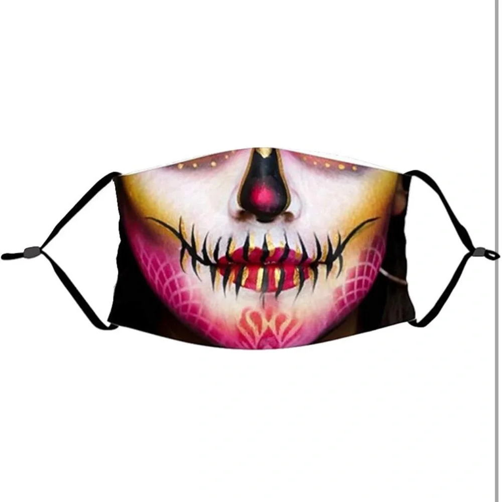 5pcs Scary Face Mask Protection Skull Print for Halloween. New!